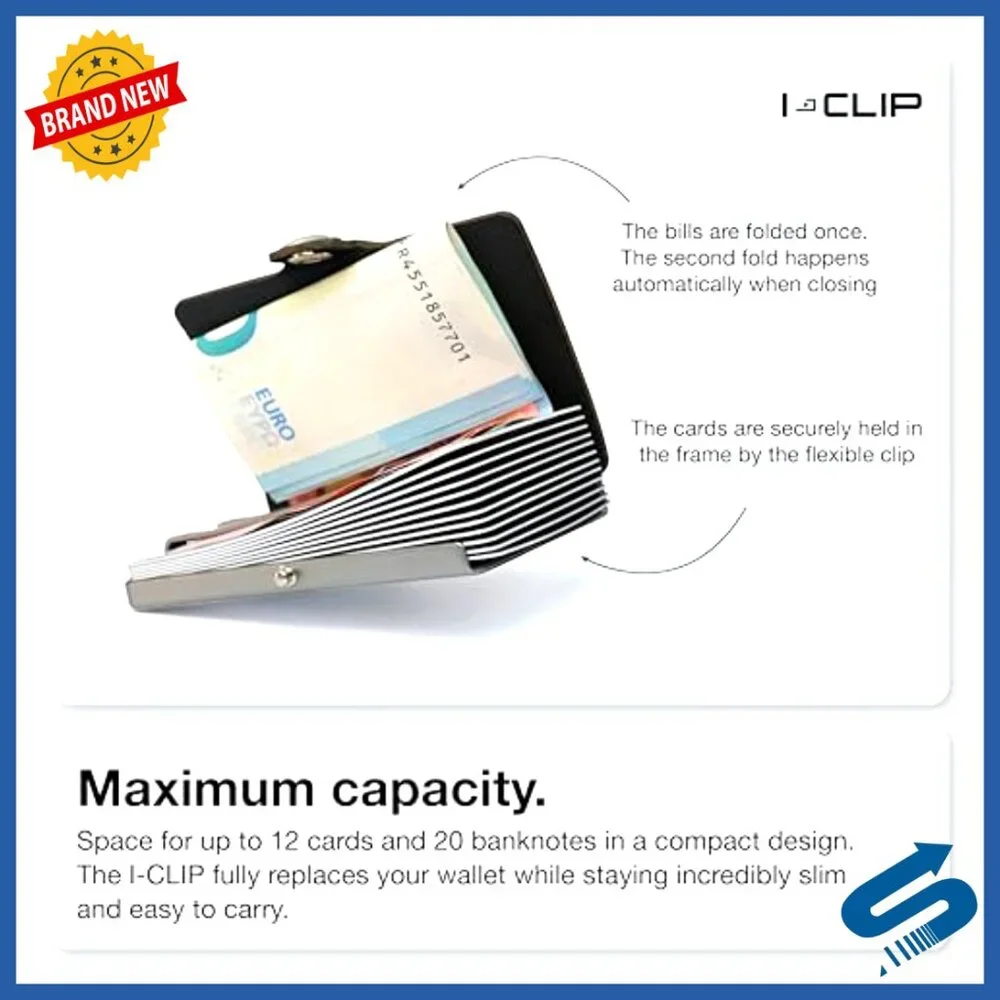 Slim Leather Wallet with Moneyclip - Holds 12 Cards - Lightweight Design